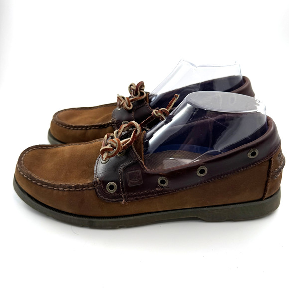 Brown Two-Tone Suede Sperry Leeward 2 Eye Boat Shoes ~ Men's 9M - Picture 7 of 9